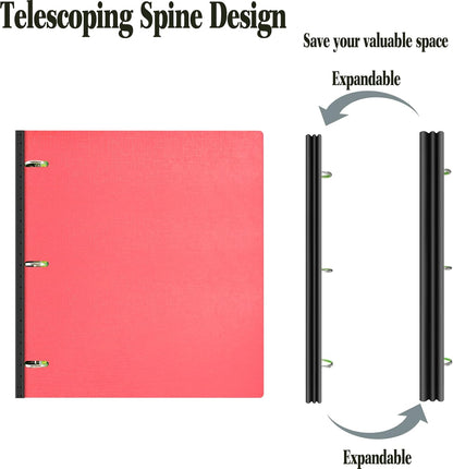 INFUN Telescoping 3 Ring Binder - 4PCS, Portable Plastic 3 Ring Binder with Telescoping Spine, Binders with Foldable Front Cover Holds 8.5"x11" Paper for School, Office, Homes