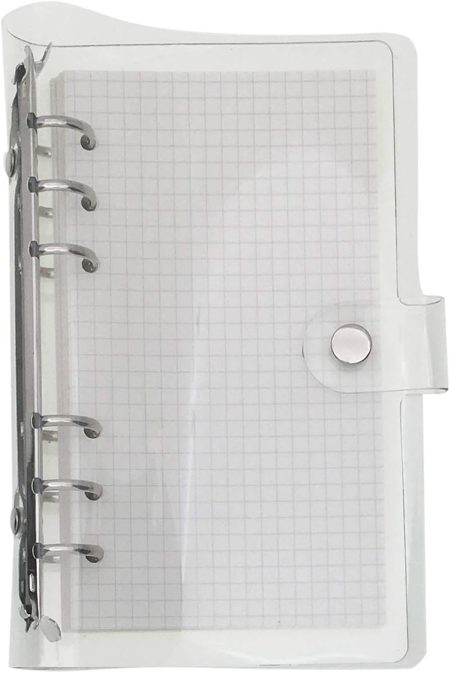 A6 A5 6-Holes Colorful PVC Cover Round Ring View Binder with Snap Button Closure File Folder for Loose Leaf Sheet Protectors Notebook Refill (Pink Daisy, A5 Mini Set) - Colors A