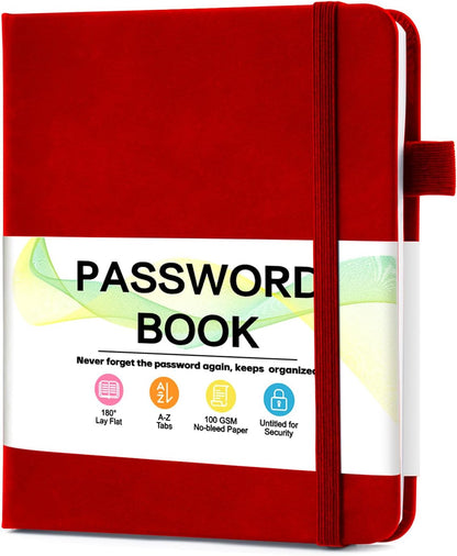 MOSA BEAR Password Keeper Book with Alphabetical Tabs，4.3"x5.7" Small Password Books for Seniors Password Notebook for Internet Website Address Log in Detail（Dark Blue）