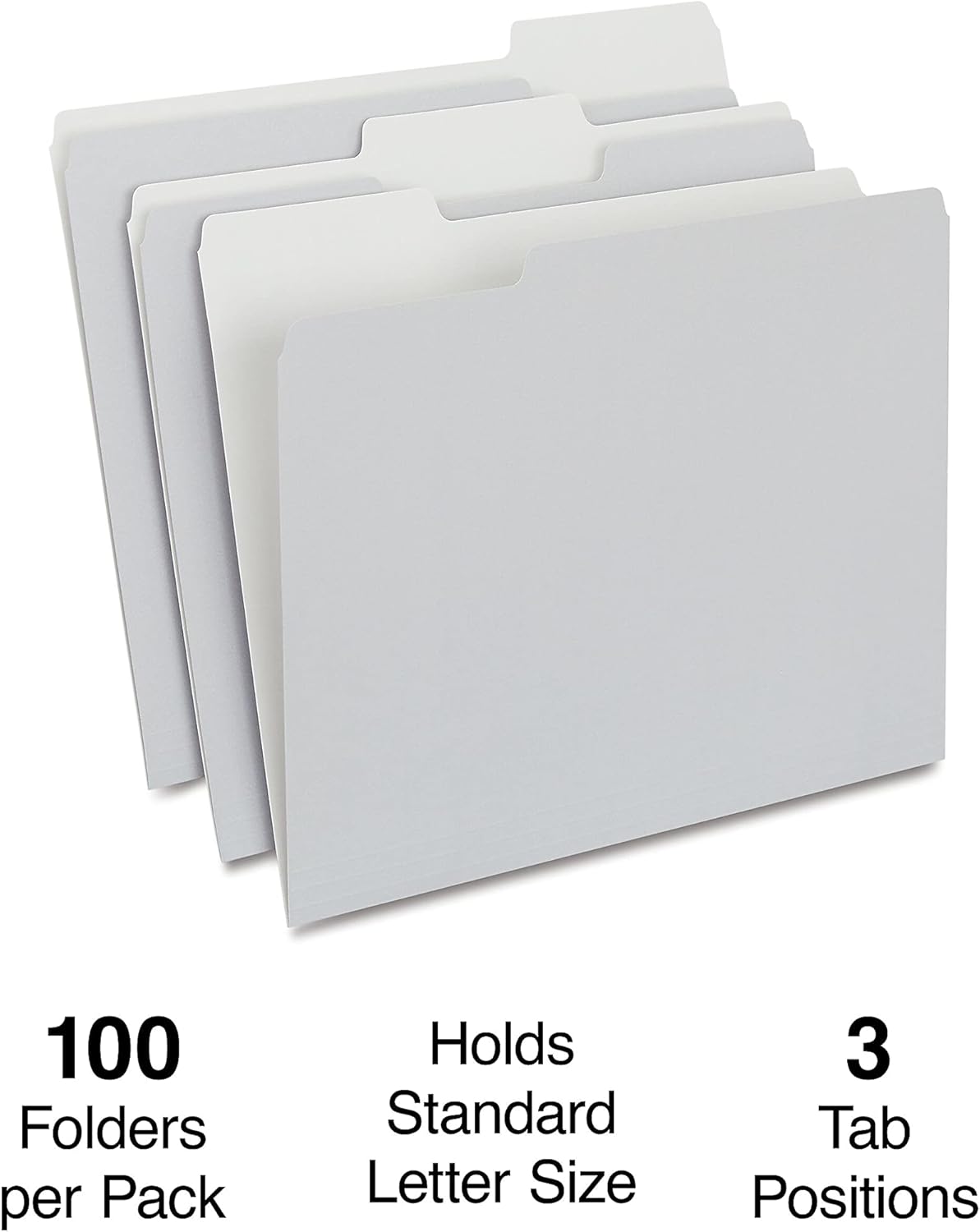 Staples File Folders, Letter Size, 1/3‑Cut Tabs, Purple, Durable 10.5‑Point Paper Stock, 100/Pack