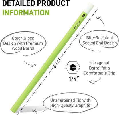 M&G Wood-Cased HB Pencils, 30 Count Green Barrel Black Wood, Hexagonal #2 HB Soft Bulk Pencils for School, Office, Unsharpened, No Eraser, Anti-Bite Tip, for Writing, Drawing & Sketching