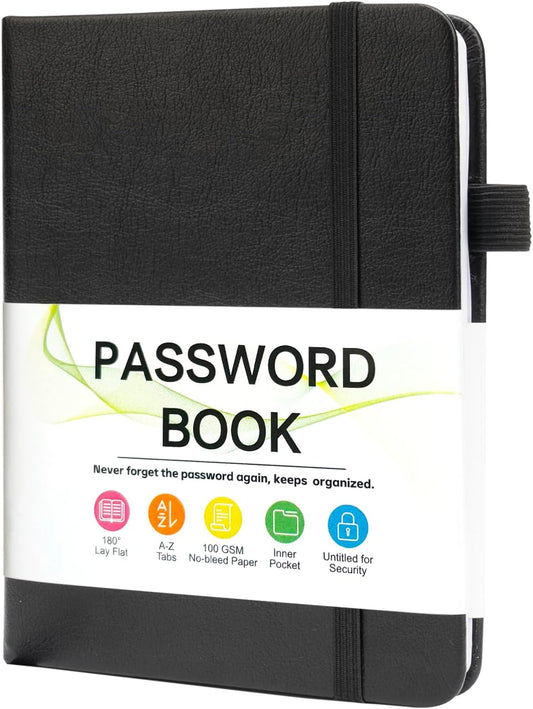 MOSA BEAR Password Keeper Book with Alphabetical Tabs，4.3"x5.7" Small Password Books for Seniors Password Notebook for Internet Website Address Log in Detail（Dark Blue）