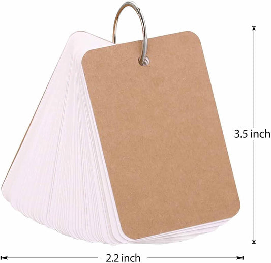Primbeeks 8 Pack Multicolor Index Cards with Binding Rings, 320 Sheets 2.2 x 3.5 Inches Flash Cards, Double-sided Available Study Cards, Easy Flip DIY Greeting Card, Note Cards, Kraft Paper Cards