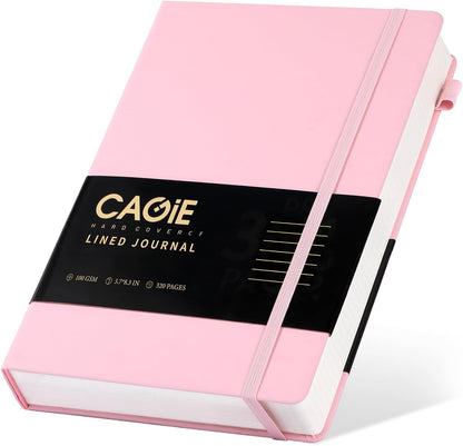 CAGIE Bullet Dotted Journal Notebook 320 Pages 100 GSM Paper Hardcover A5 Dot Grid Notebook Leather Journals for Writing Women Men Work Journaling, Green