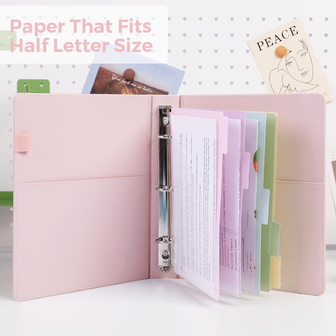 SKYDUE 3 Ring Binder with Clipboard,1 Inch Binder, 13.2" × 10.2" PU Clipboard Binder with Notepad & 5 Dividers with 5 Pockets, Labels, Clipboard Folder Great for School Office(Fit Letter Sized Paper)