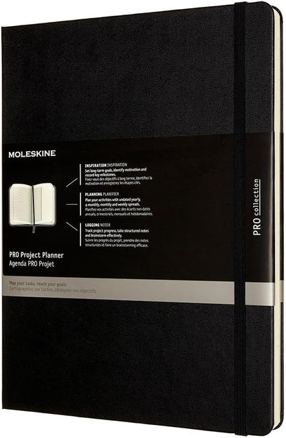 Moleskine PRO Project Planner, Hard Cover, XL (7.5" x 9.5") Black, 288 Pages