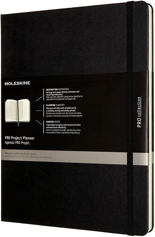 Moleskine PRO Project Planner, Hard Cover, XL (7.5" x 9.5") Black, 288 Pages