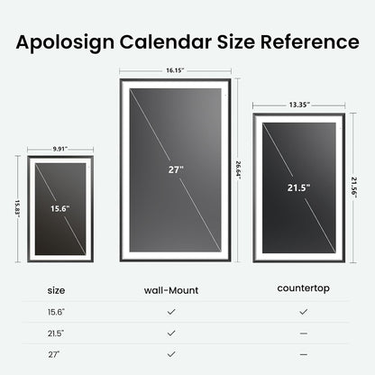 Apolosign 21.5-inch Digital Calendar : Dual Mode Smart Wall Planner, No Subscription, Install Apps, Sync Calendars, Electronic Touchscreen Interactive Display for Family Schedules, Chore Chart (Teak)
