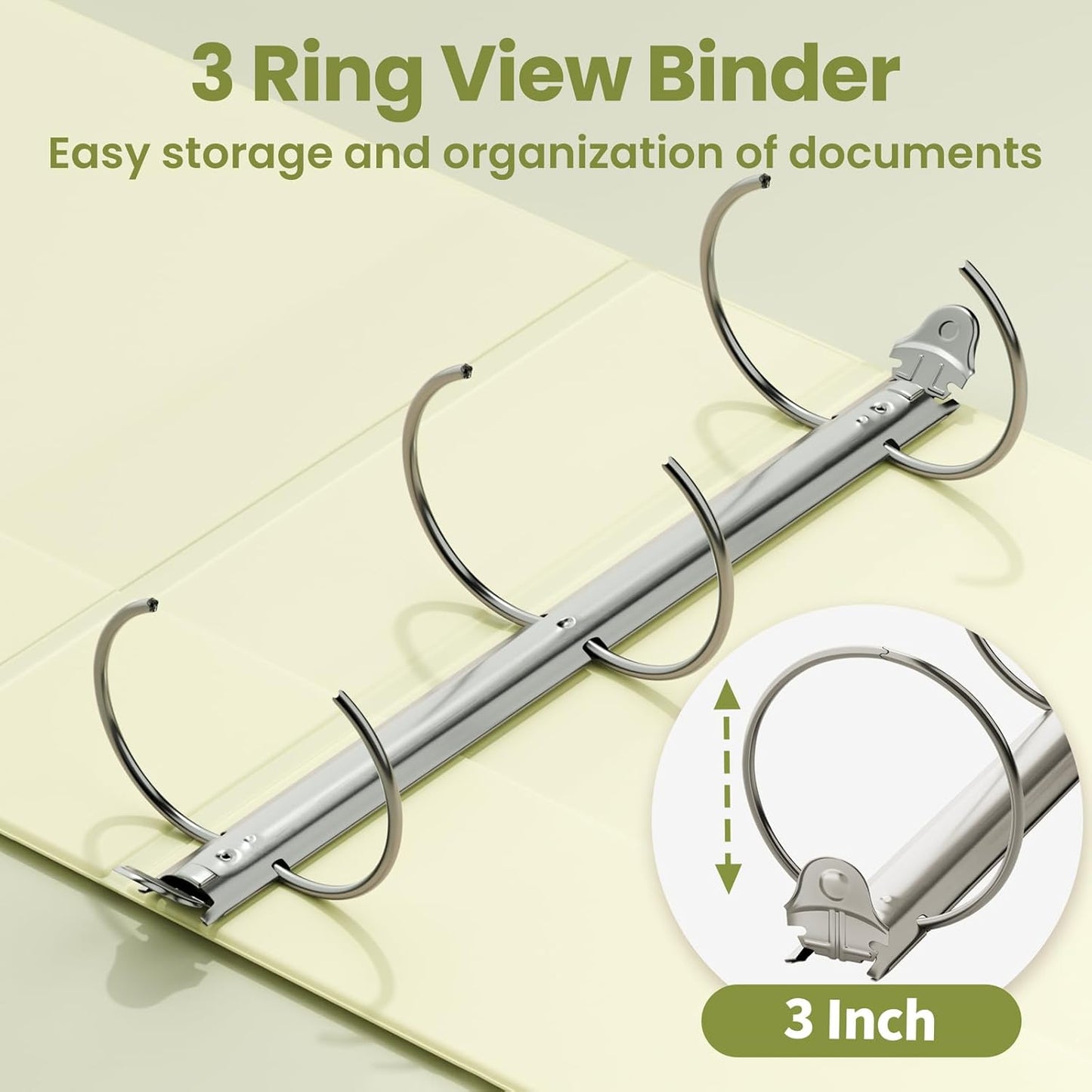SUNEE 3 Ring Binder 3 Inch 1 Pack, Clear View Binder Three Ring PVC-Free (Fit 8.5x11 Inches) for School or Office Supplies, Pink