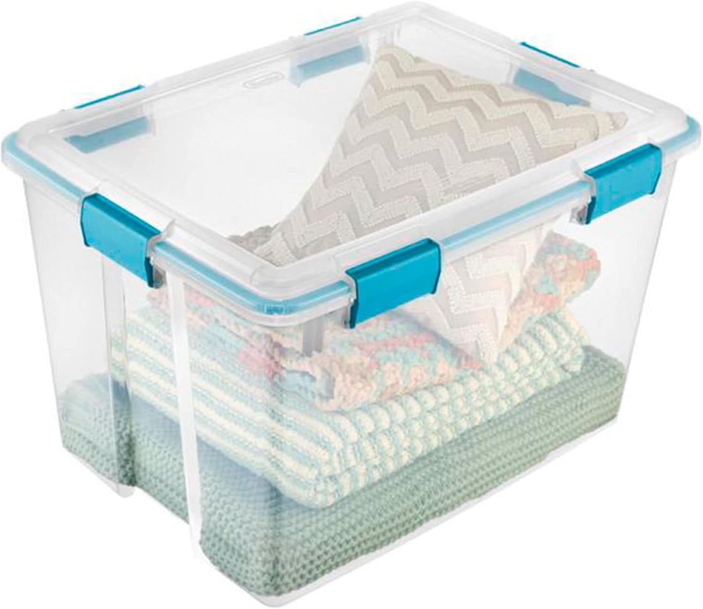 Sterilite 4-Pack Gasket Box, Weather-Resistant Storage Bins with Latching Lids, 32 Quart - Heavy-Duty Organizing Containers for Closet, Bathroom, and Office