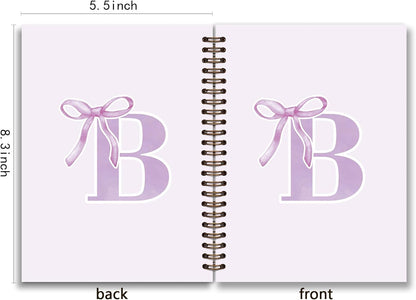 Blue Bow Journal Notebook for Girls,Initial H Journals Personalized Diary Gifts for Teen Girl Kids,Monogrammed Gifts for Women,Trendy Coquette Cute Hardcover Spiral Notebook 5.5 x 8.3 - Colors B