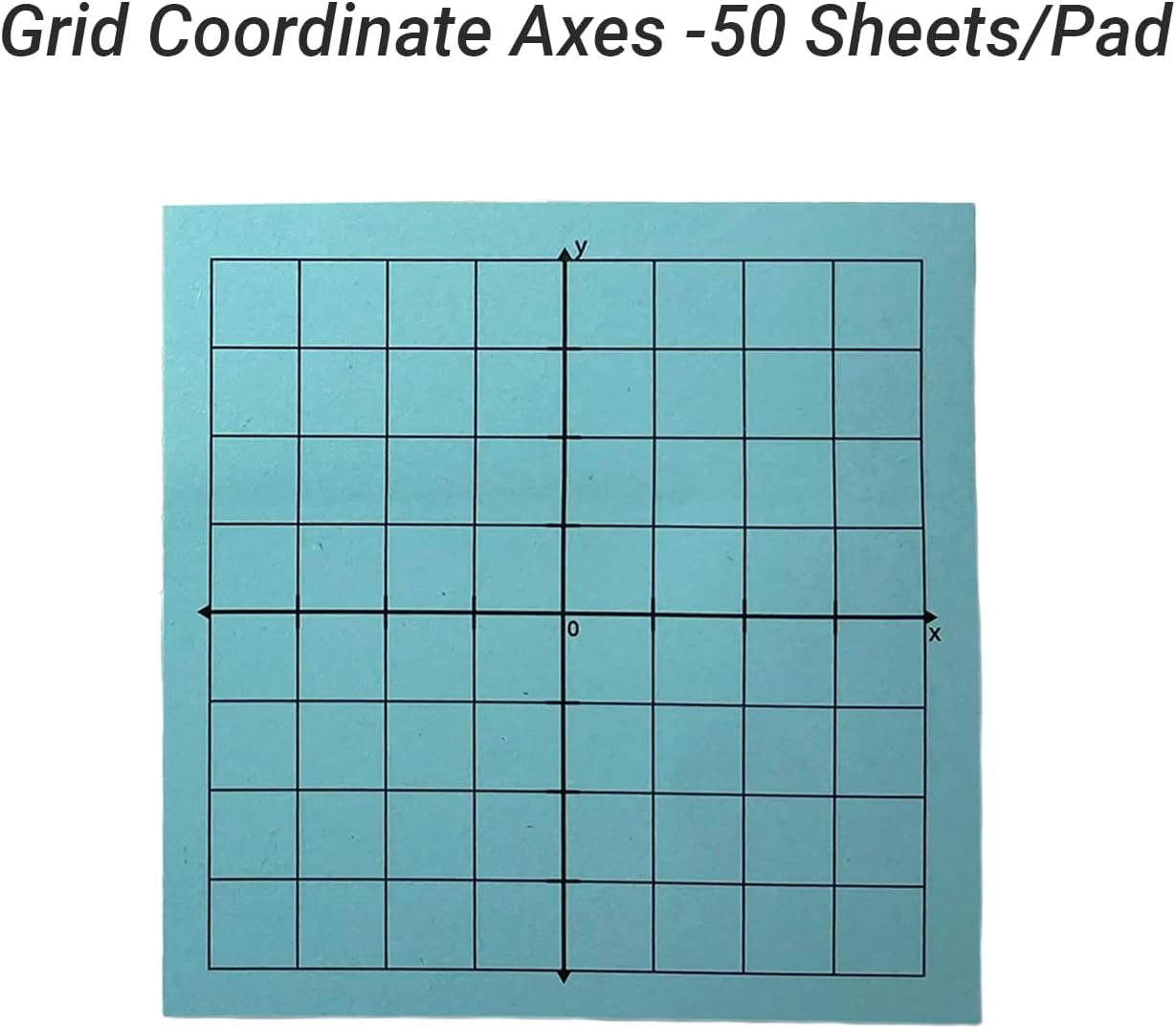 Graph Paper Sticky Notes - Pad with Math Quadrants and Grid Lines, Homeschooling Tools, Peels Off Cleanly, 6 Pads for Students, 3x3 Inch, Bright Color