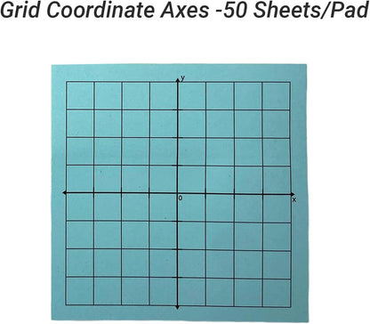 Graph Paper Sticky Notes - Pad with Math Quadrants and Grid Lines, Homeschooling Tools, Peels Off Cleanly, 6 Pads for Students, 3x3 Inch, Bright Color