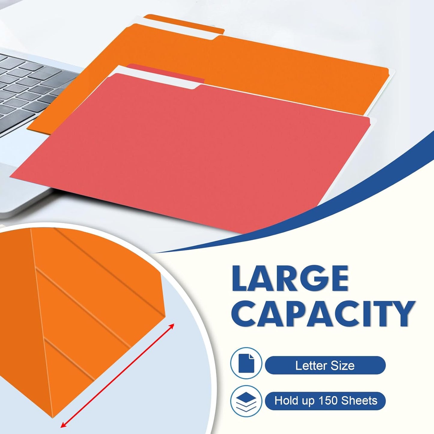 File Folder, PANDRI 220 Pack File Folder, 1/3 Cut Tab, Letter Size, Filing Folder for Office School Business, Manila