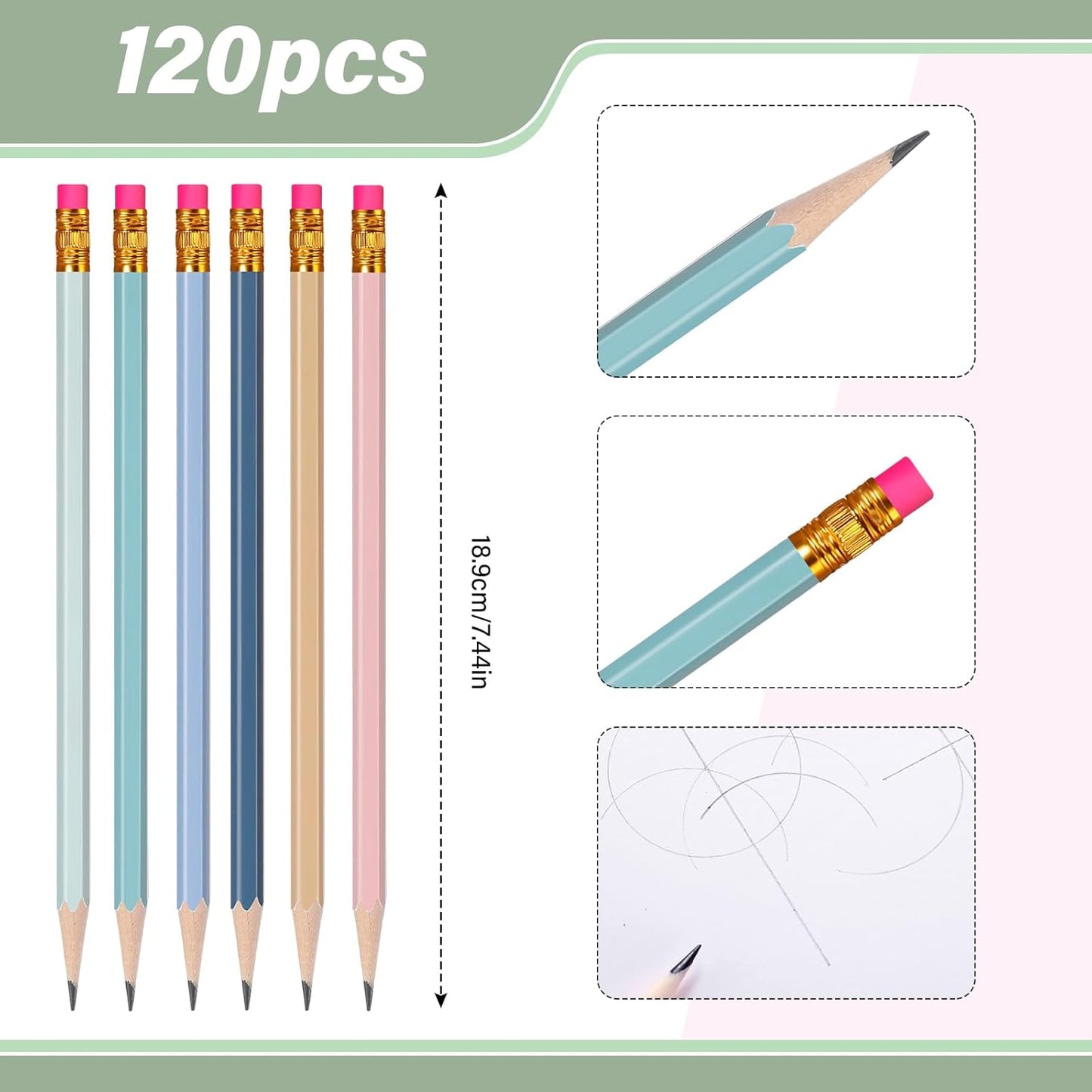 TecUnite 120 Pcs #2 HB Pencils with Eraser No 2 Unsharpened Wooden Hexagonal Pencils for Adults Gifts for School Exam art Learning Office Sketching(Rainbow Colors)