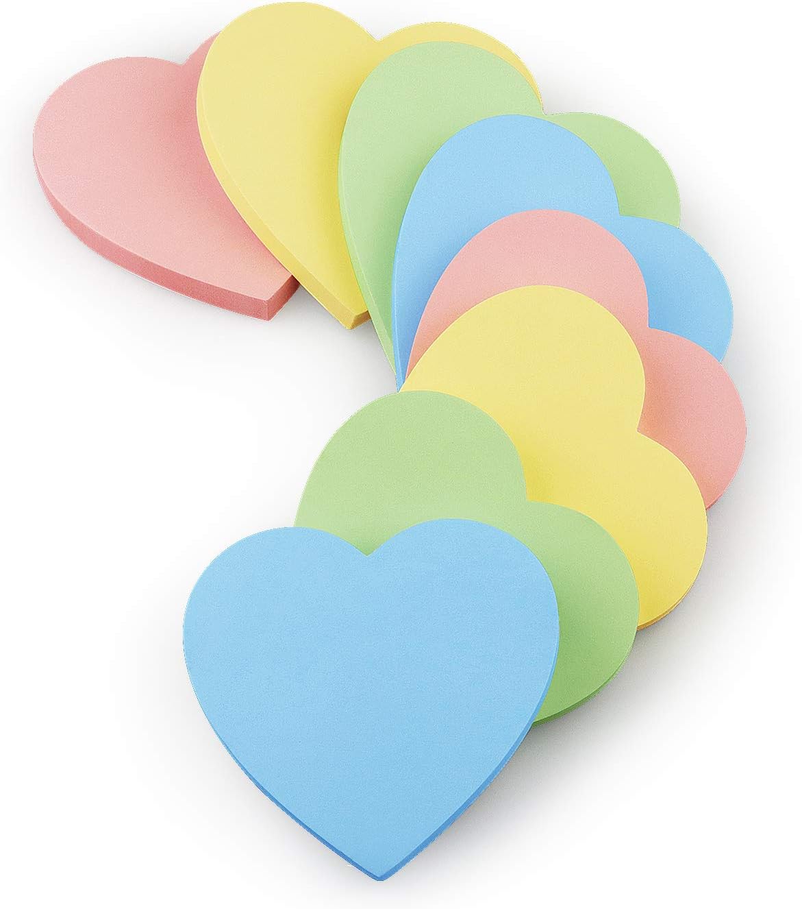 SIMONA Heart Shape Sticky Notes 8 Color Bright Colorful Sticky Pad 75 Sheets/Pad Self-Sticky Note Pads