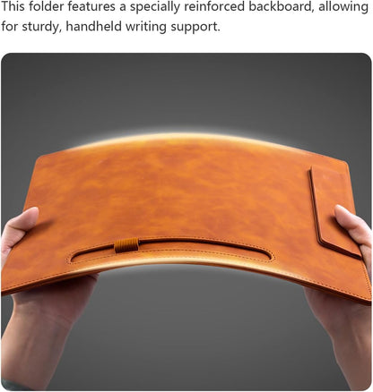 A4 Leather Clipboard Folder, Binder clipboard A4 Clip File, Leather Portfolio for Men and Women, Business Portfolio Binder, with 1 Pen Holder & Document Sleeve, Notepad Clipboard (Green)