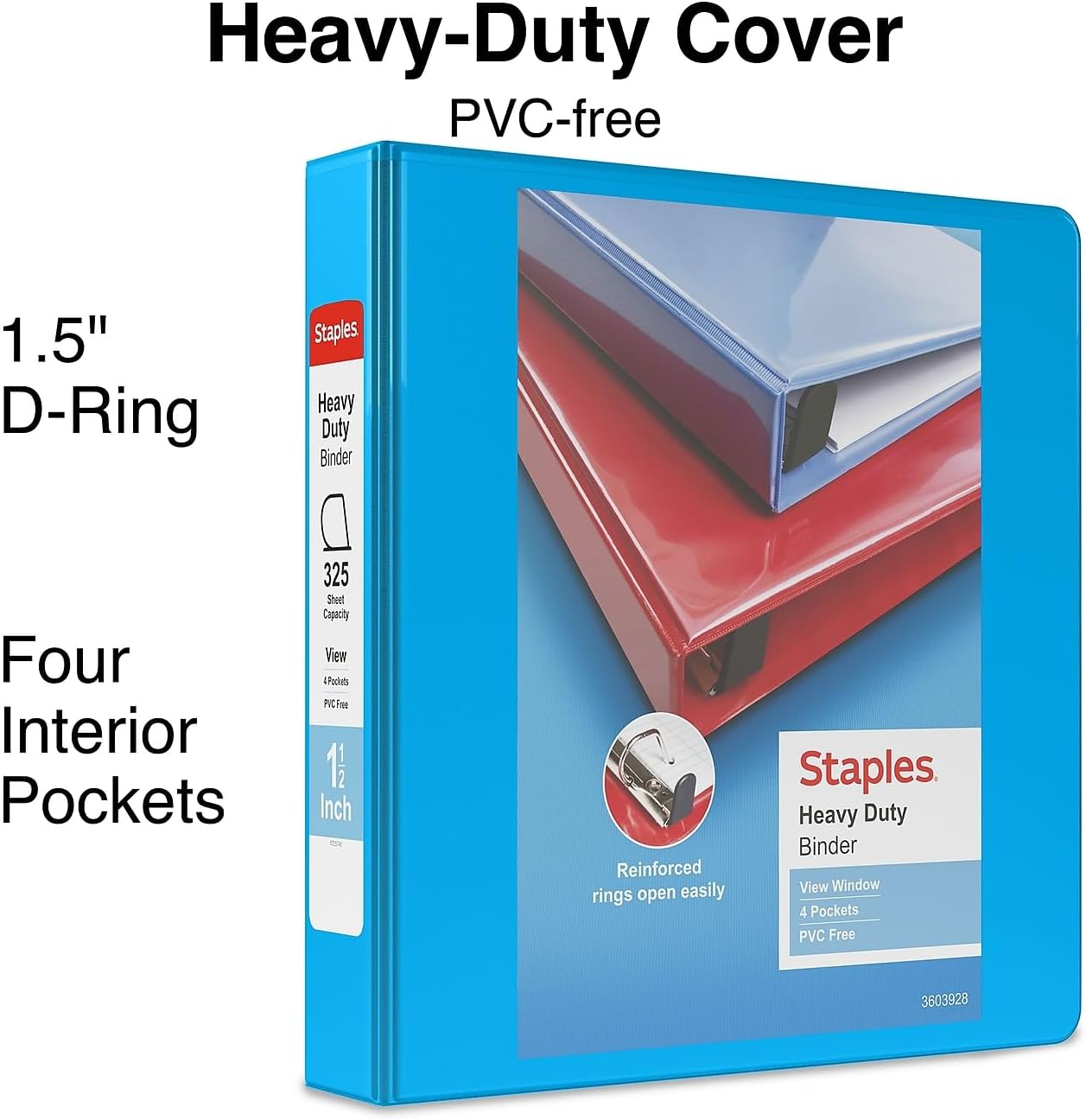 Staples Heavy-Duty 2-Inch D-Ring View Binder, Reinforced Spine, Holds Up to 450 Sheets, Gray, for Office & School
