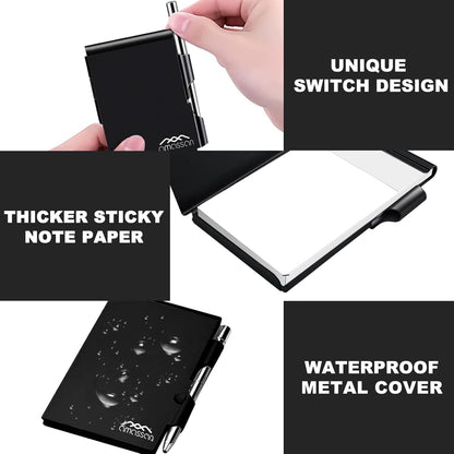 amassan Metal Small Notebook, Mini Notepad, Small Pocket Notepad Aluminum Note Case with Mini Metal Pen and 60-Page Sheets - Memo Books Note Pads(Gold)