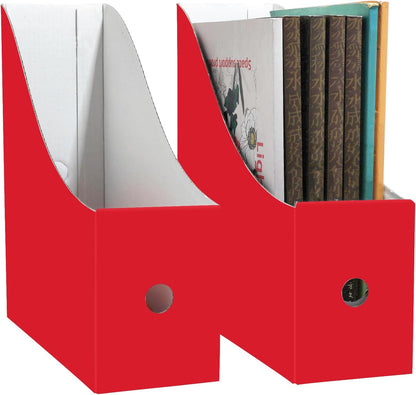 Limitliho 2 Pack Black Cardboard Magazine File Holder for Desktop, Book Bins for Classroom Library, Office or Home, Vertical Paper Boxes for Storage with Label(10.6" H x 10.2" L x 3.5" W in)