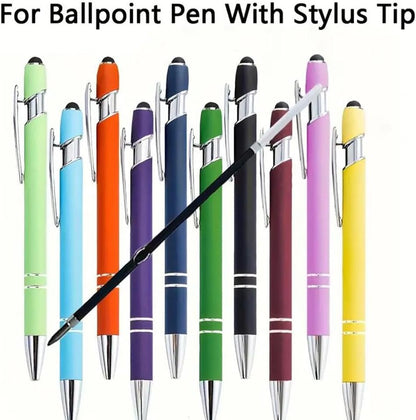 3.85inch/9.8cm Pen Refills - 2-in-1 Retractable Ballpoint Pen Refill -Touch Screen Stylus Pen Refills-Black Pen Refill (50, Black)