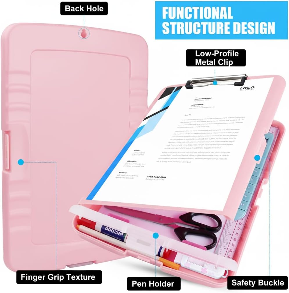 Red Plastic Clipboard with Storage,TFDLCG zm High Capacity Clip Boards 8.5x11,A4 Binder Nursing Clipboard Folder Heavy Duty for Women Teachers Work,School Office