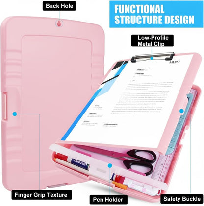 Red Plastic Clipboard with Storage,TFDLCG zm High Capacity Clip Boards 8.5x11,A4 Binder Nursing Clipboard Folder Heavy Duty for Women Teachers Work,School Office