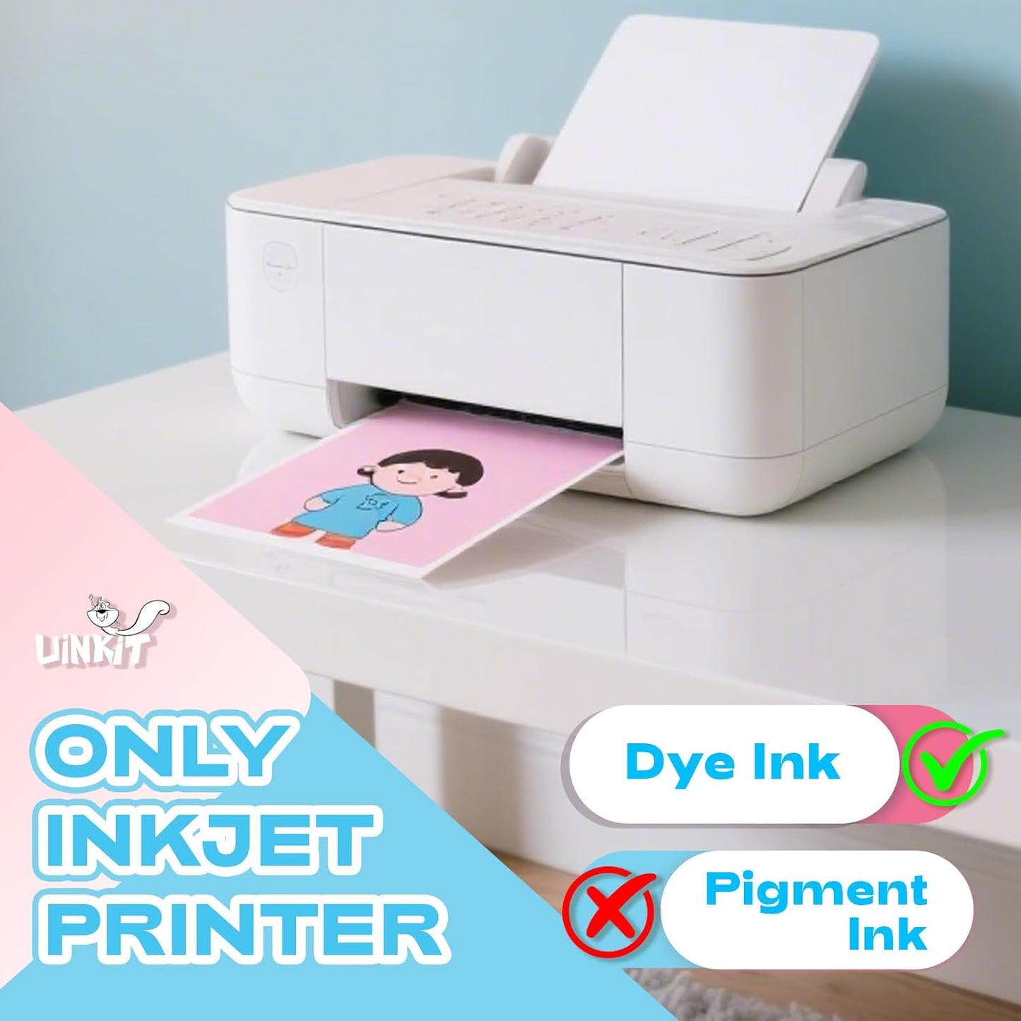 Uinkit 37lb Thin Flyer Paper Glossy 8.5x11 Inkjet 100 Sheets Single Side DIY Chip Bag 135gsm Printer Picture for Inkjet Printer with Dye Ink Letter size A4 Brochure (8.5X11X100)