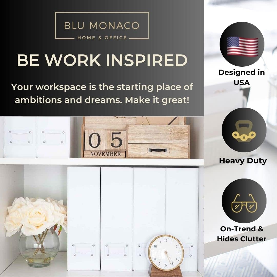 BLU MONACO Foldable Black Magazine File Holder | Set of 6 Cardboard Desk Organizer Boxes | Vertical Magazine File Holder | Standing File Holder | Office Classroom or Home