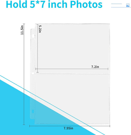 Fabmaker 30 Pack Photo Sleeves for 3 Ring Binder - (4x6, for 180 Photos), Archival Page Protectors, Clear Plastic Refill Pages, Postcard Sleeves, Acid-Free