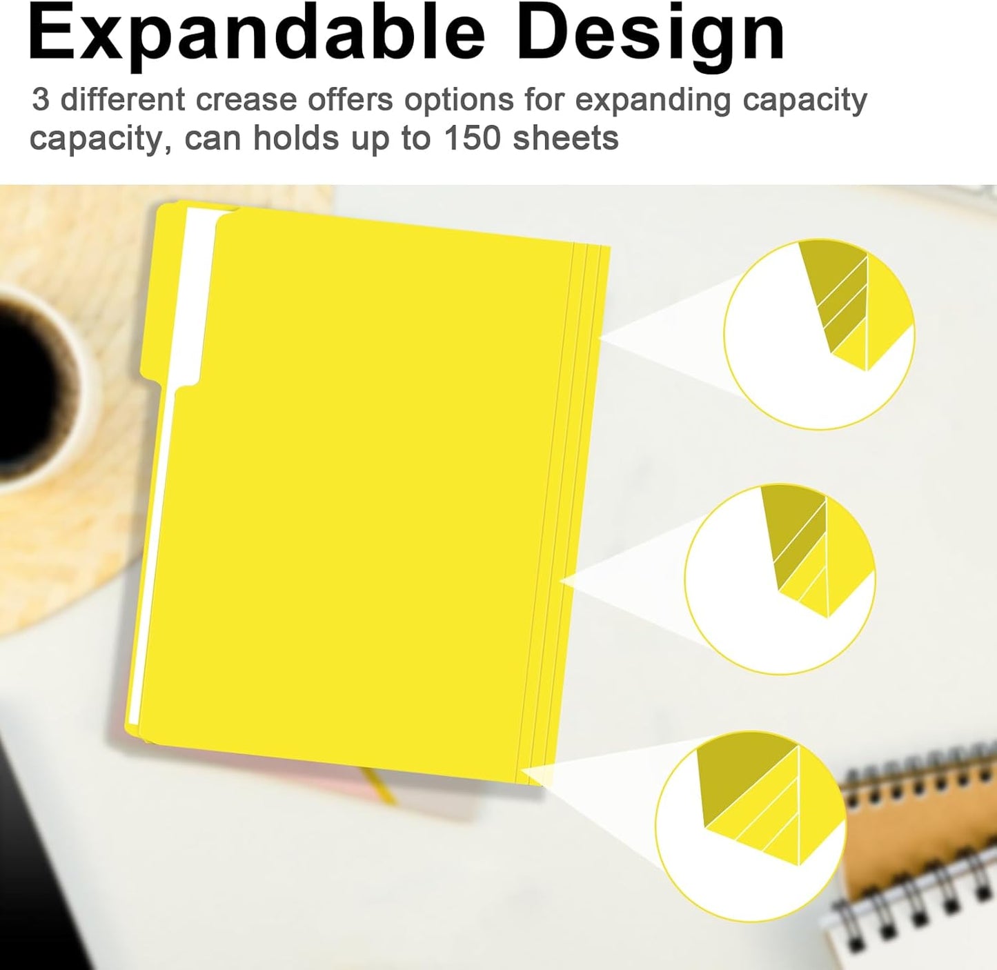 File Folder, RAZCC 150 Pack 1/3 Cut Tab File Folders Letter Size, Manila Folders, Folders with Tab, Great for Organizing and Easy File Storage