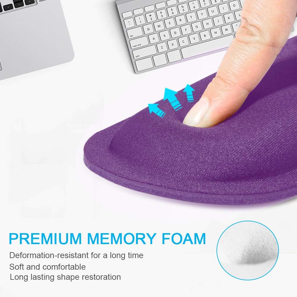 TECKNET Mouse Pad with Wrist Support, Ergonomic Gaming Mouse Pad Pain Relief, Portable Comfortable Mousepad for Computer, Laptop, Office, Home and Travel, Non-Slip Base, Waterproof Surface, Black