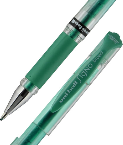 uniball Signo Gel Impact Pens, Bold Point (1.0mm), Metallic Pink Ink, 6 Pens
