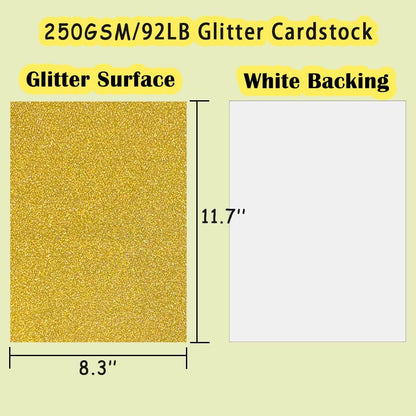 SALEMAR 250 GSM Glitter Cardstock Glitter Paper, 10 Color Sparkling Craft Paper for Scrapbook and Craft Projects, 8.3 x 11.7 Inches(Multicolor)