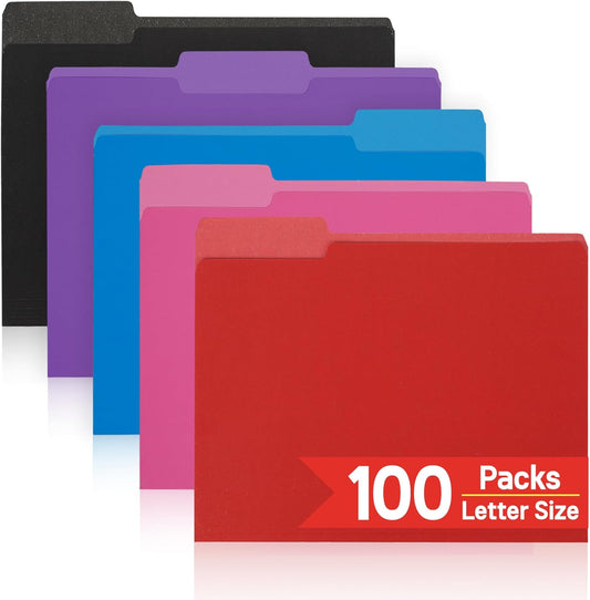 100 Packs Manila File Folder,Manilla Folder 8.5x11,1/3 Cut Tabs Folder for Office,School and Home,Organizer File Folder Letter Size