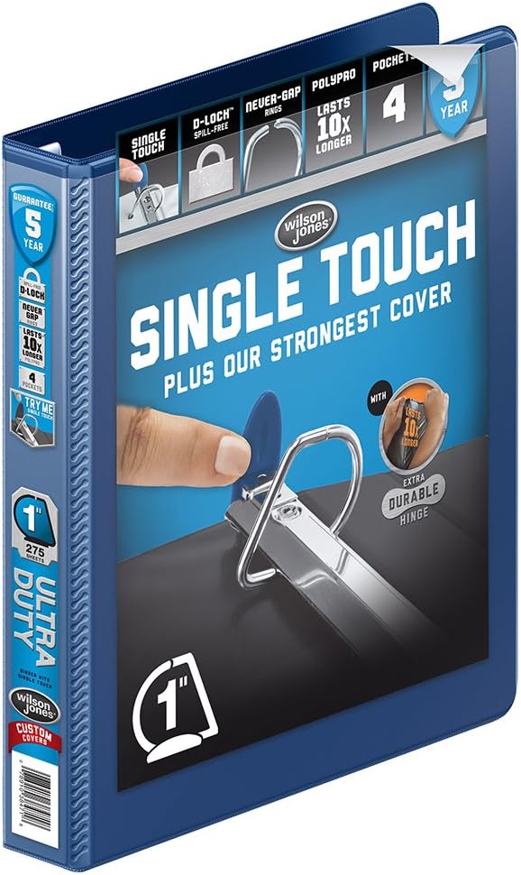Wilson Jones 3 Ring Binder 4 Inch, Ultra Duty D-Ring View Binder with Extra Durable Hinge, Customizable, Black (W86641)