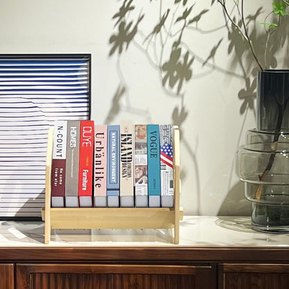 2 Pack Desktop Bookshelf, Stackable Book Organizer with Handle, storage rack for CD/Magazine/File Folder, Portable Small bookshelf for Study, Living room, Kid's room, No Nails, Medium Size