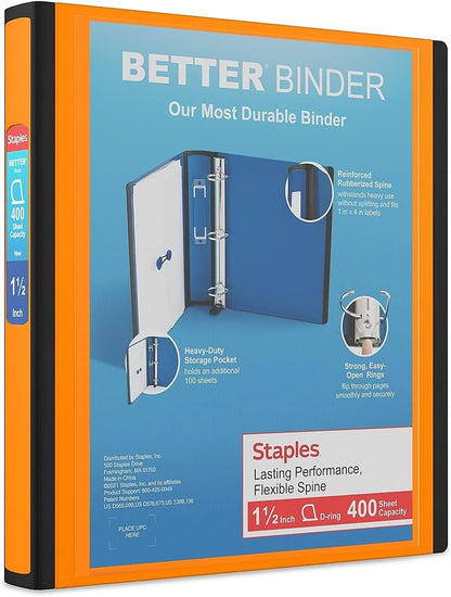Staples Better Binder 2-Inch D-Ring View Binder, Reinforced Spine, Holds Up to 540 Sheets, Teal, for Office & School