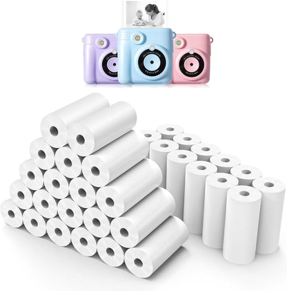 12 Rolls Instant Print Camera for Kids Refill Print Paper - Hikkon Thermal Print Paper Rolls Photo Print HD Printing for Most Kids Instant Camera - Paper Only(White-12)