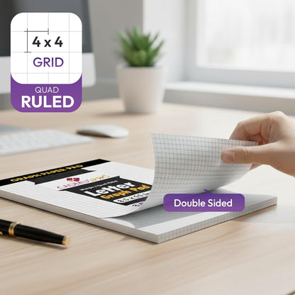 CADMUSPRO Graph Paper Pads 8.5x11 inch, 50 Sheets, Double-Sided, 80 GSM Quadrille Grid Math Notebook for students, Engineering Pad & Blueprint Drafting Paper, Architecture Sketch