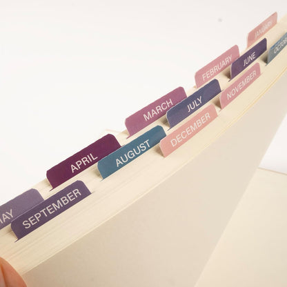 Lumintutu Laminated Planner Monthly Stickers,40 Adhesive Plan Tabs for Notebooks (2 Sets 12 Month Tabs and 16 Blank Tabs), Calendar Monthly Divider Set (Cappuccino)