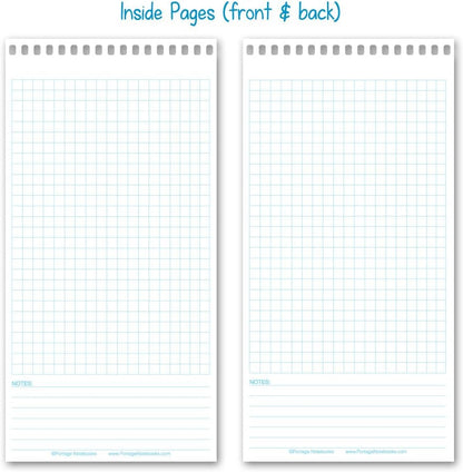 Portage Graph Paper Notebook – Top Bound Spiral Grid Notepad, Small Graph Notebook Writing Pad, Grid Paper, Reversible 4 Square / 5 Square with Notes Template, Extra Thick Cover For Extra Stability –