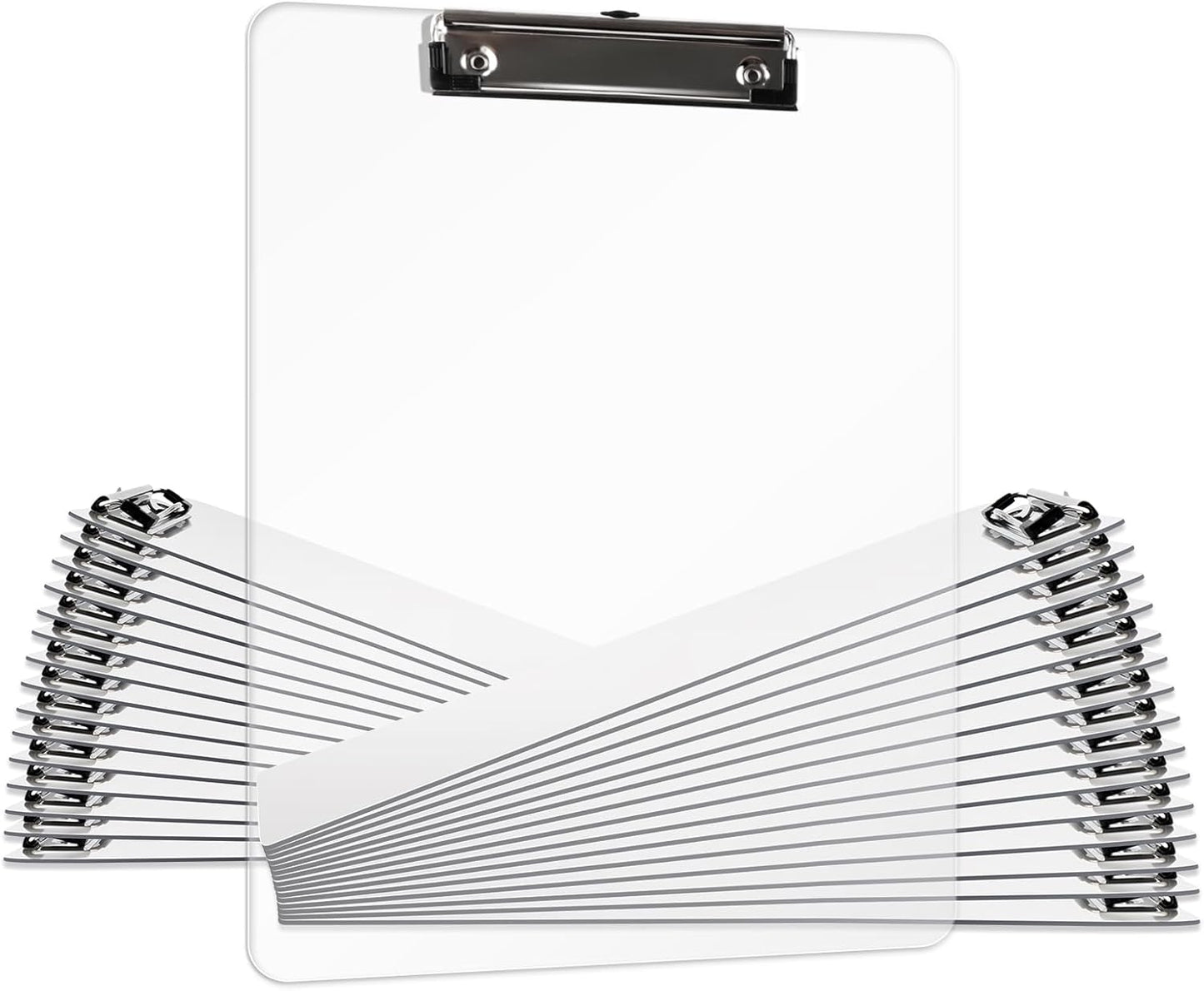 Plastic Clipboards, A4 Acrylic Clear Board 8.5x11 for Classroom, Students, Transparent Letter Size 9" x 12.5" with Low Profile Clip, Office & School Supply(Pack of 6)