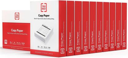 TRU RED 8.5x11 Copy Paper 20 lb. 92-Bright 5000 Sheets/Carton, For Office, School & Home