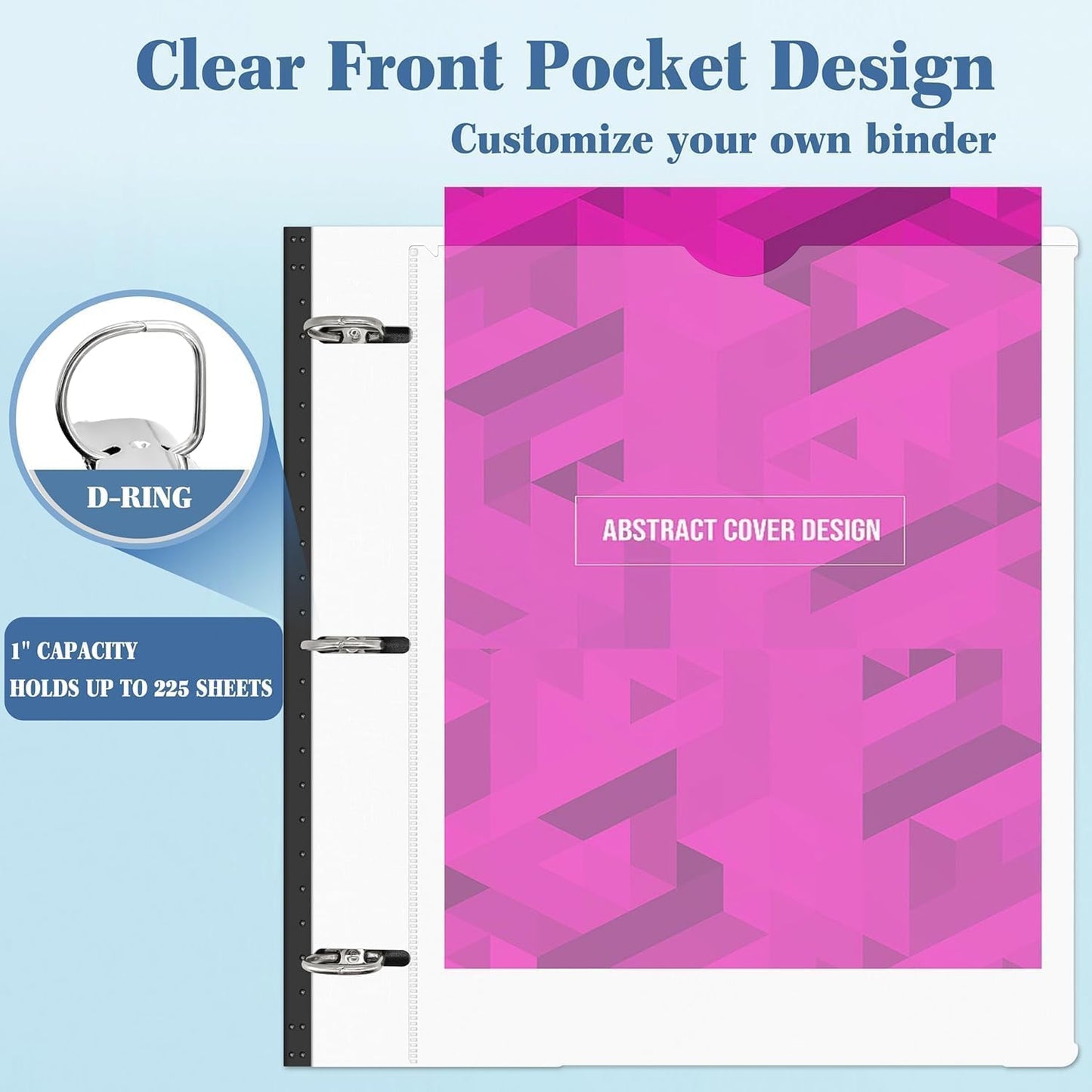 INFUN Telescoping 3 Ring Binder - 4PCS, Portable Plastic 3 Ring Binder with Telescoping Spine, Binders with Foldable Front Cover Holds 8.5"x11" Paper for School, Office, Homes