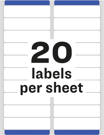 Avery Easy Peel Printable Address Labels with Sure Feed, 1" x 4", White, 2,000 Blank Mailing Labels for Laser Printers (5161)