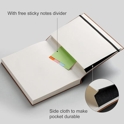 AHGXG 8.5''×11'' Notebook College Ruled - Large A4 Notebook Lined Journal - 320 Pages Thick Journal for Writing, 100gsm Thick Paper, Leather Softcover, for Work School - Black