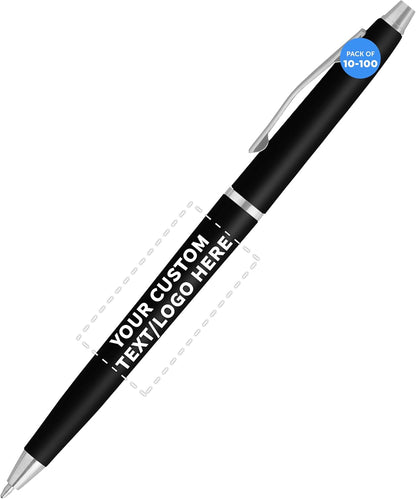 Personalized Langham Ballpoint Pens, Set of 10/50/100 by DISCOUNT PROMOS - Black Ink, Great for Office, Business, Tradeshows - Black