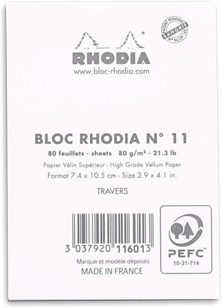 Rhodia Head Stapled Pad No16 A5, Ruled + Margin, 148x210mm-Black