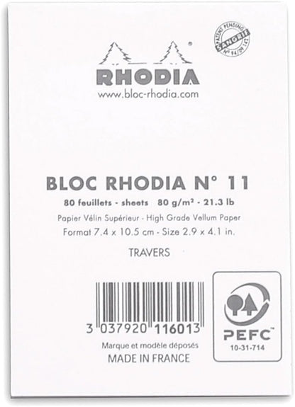 Rhodia Head Stapled Pad No16 A5, Ruled + Margin, 148x210mm-Black